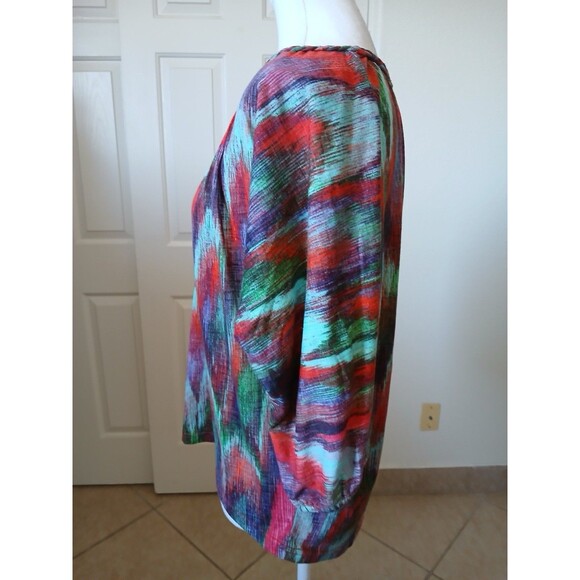 Democracy Top Womens Red Multicolor Dolman Sleeve Size Medium‎ Casual - Picture 4 of 15